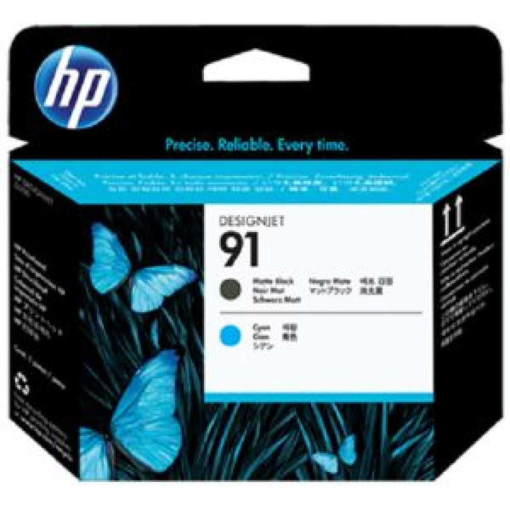 HP 91 Matte Black and Cyan Printhead Cartridges 