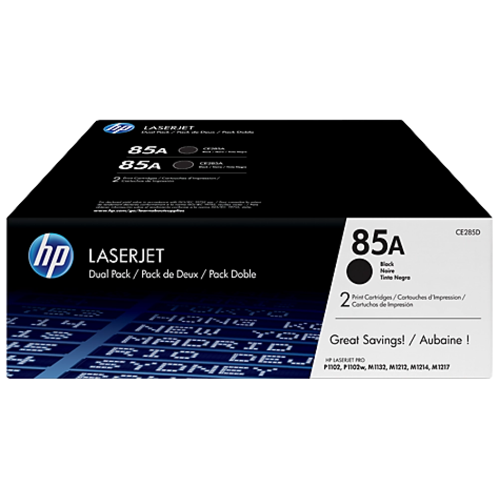 HP 85A 2-pack Black Original LaserJet Toner Cartridges (CE285AD)