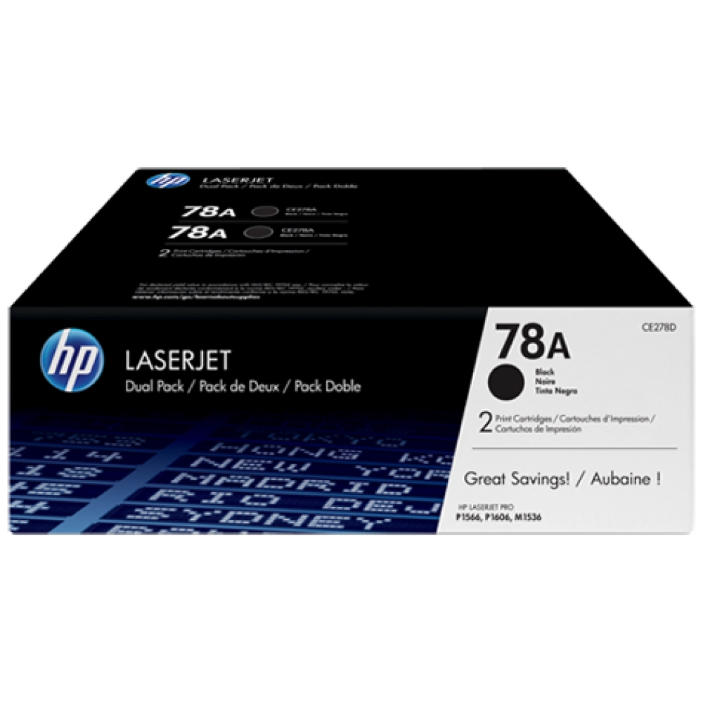HP 78A Twin Pack Black Original LaserJet Toner Cartridges (CE278AD)